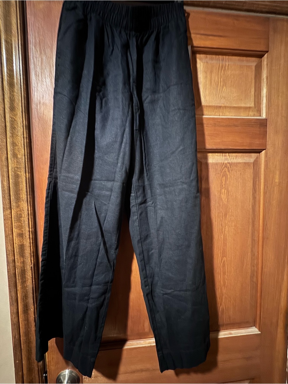 Women’s NWT Black Elastic-Waist LINEN BLEND  Casual Pants